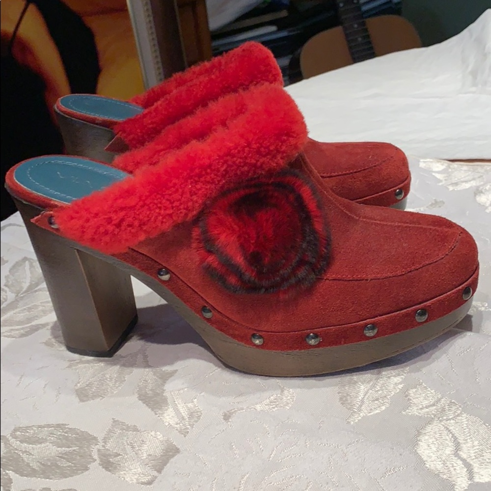 Via Spiga Red Suede Clogs. Worn once!